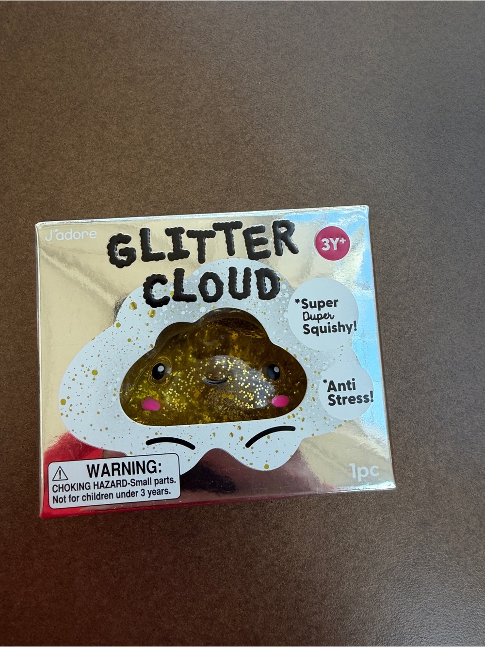 New J'adore Large Silver Glitter Cloud Electric Super Duper Squishy Toy Sensory